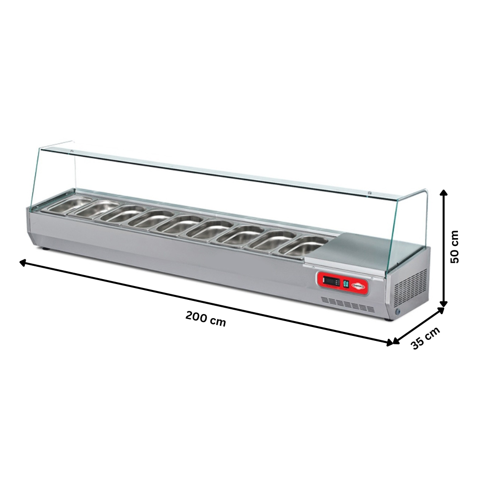 Vitrina ingrediente, inox, 9 cuve GN 1/4, 200*35*50 cm - 4