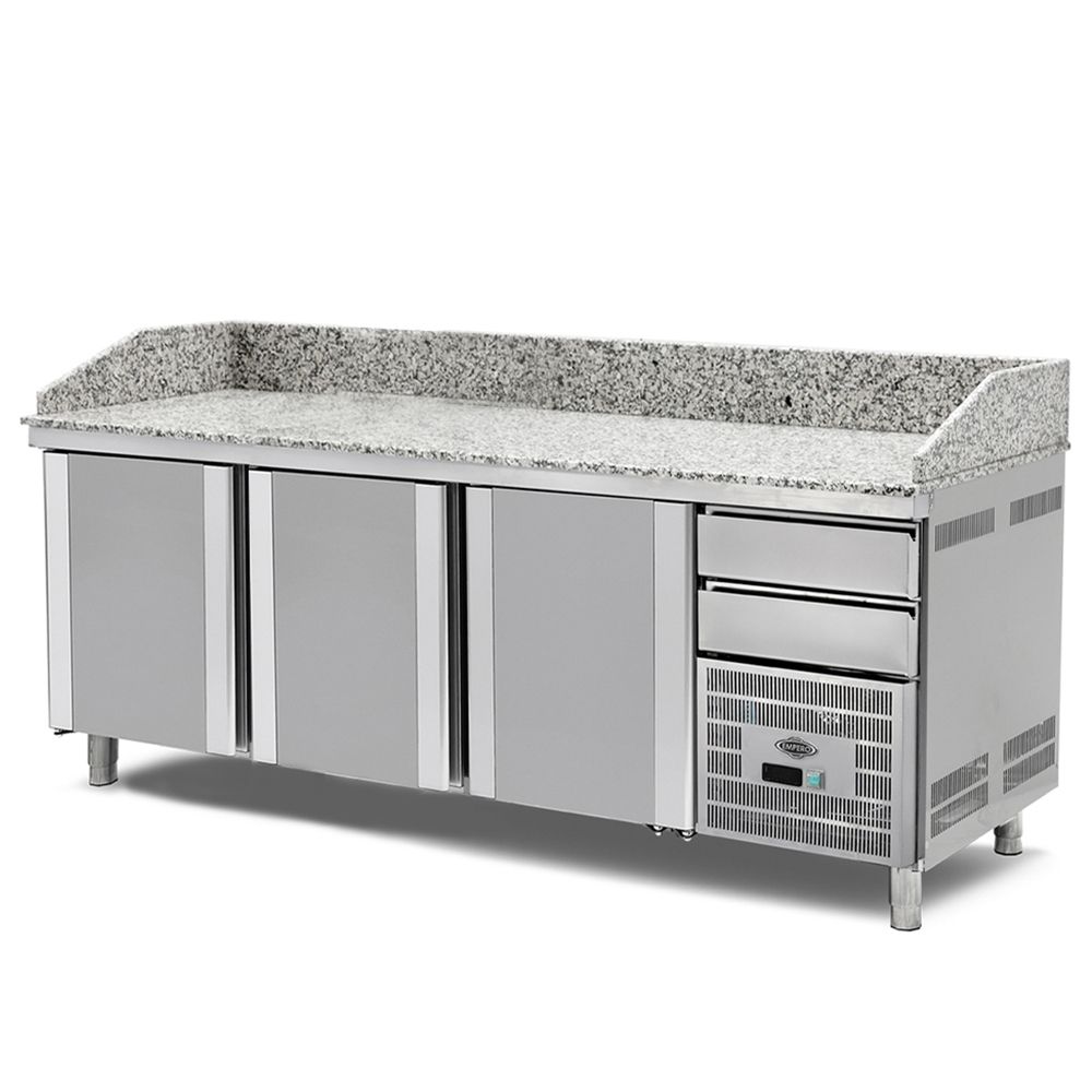 Masa preparare pizza, profesionala, inox, 2 sertare, 500 lt, 210*80*102 cm - 0