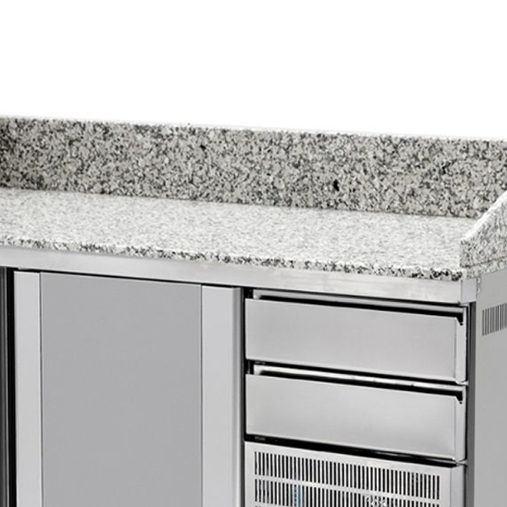 Masa preparare pizza, profesionala, inox, 2 sertare, 500 lt, 210*80*102 cm - 1