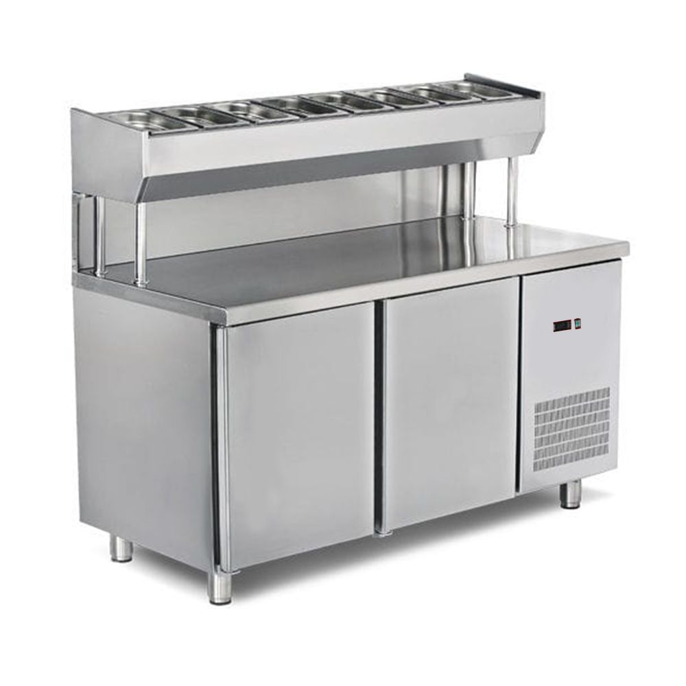 Masa preparare pizza, profesionala, inox, 8 cuve, 300 lt, 150*80*85/135 cm - 0