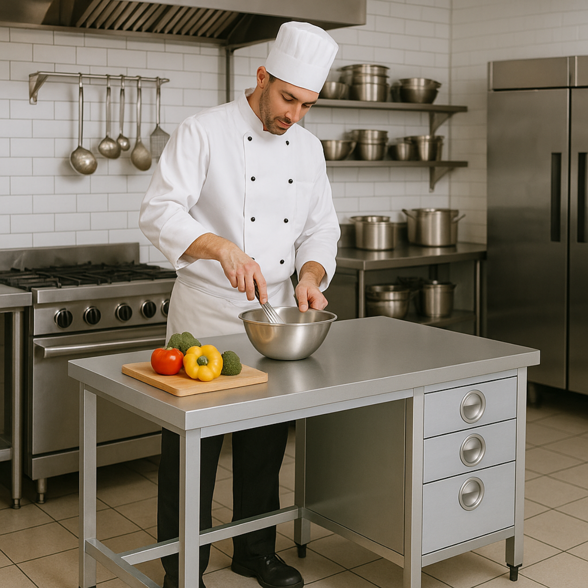 Masa de lucru inox cu 3 sertare 160*60*85 - 6