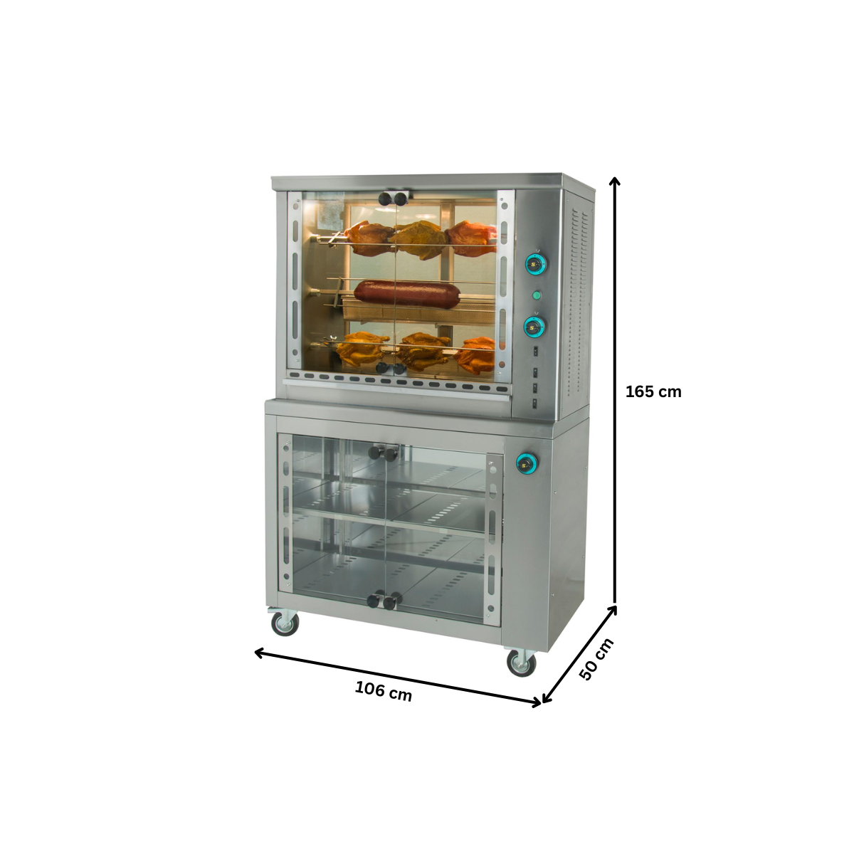 Rotisor profesional pe gaz cu 3 tepuse, 12-15 pui - 2