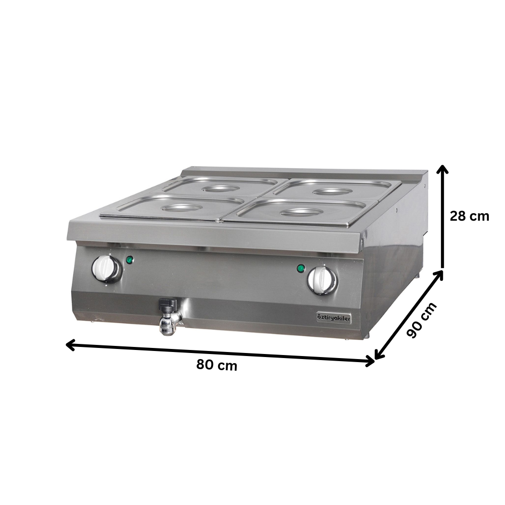 Bain marie, profesional, electric, OZTI, inox, 2 bazine, 80*90*28 cm - 1