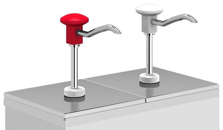 Dozator dublu, din inox ,cu pompa, pt ketchup/mustar/maioneza 6 lt - 1