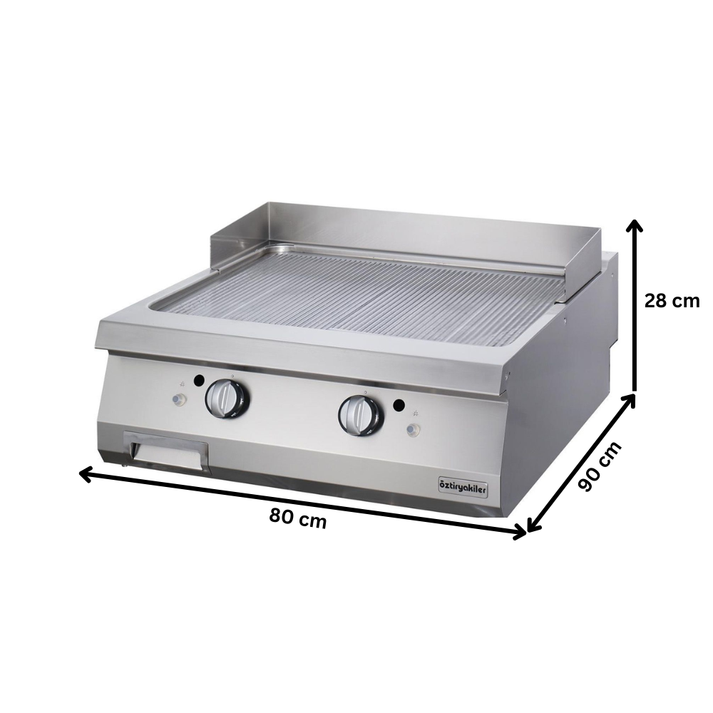 Grill electric profesional OZTI, inox, cu suprafata striata, 80*90*28 cm - 1