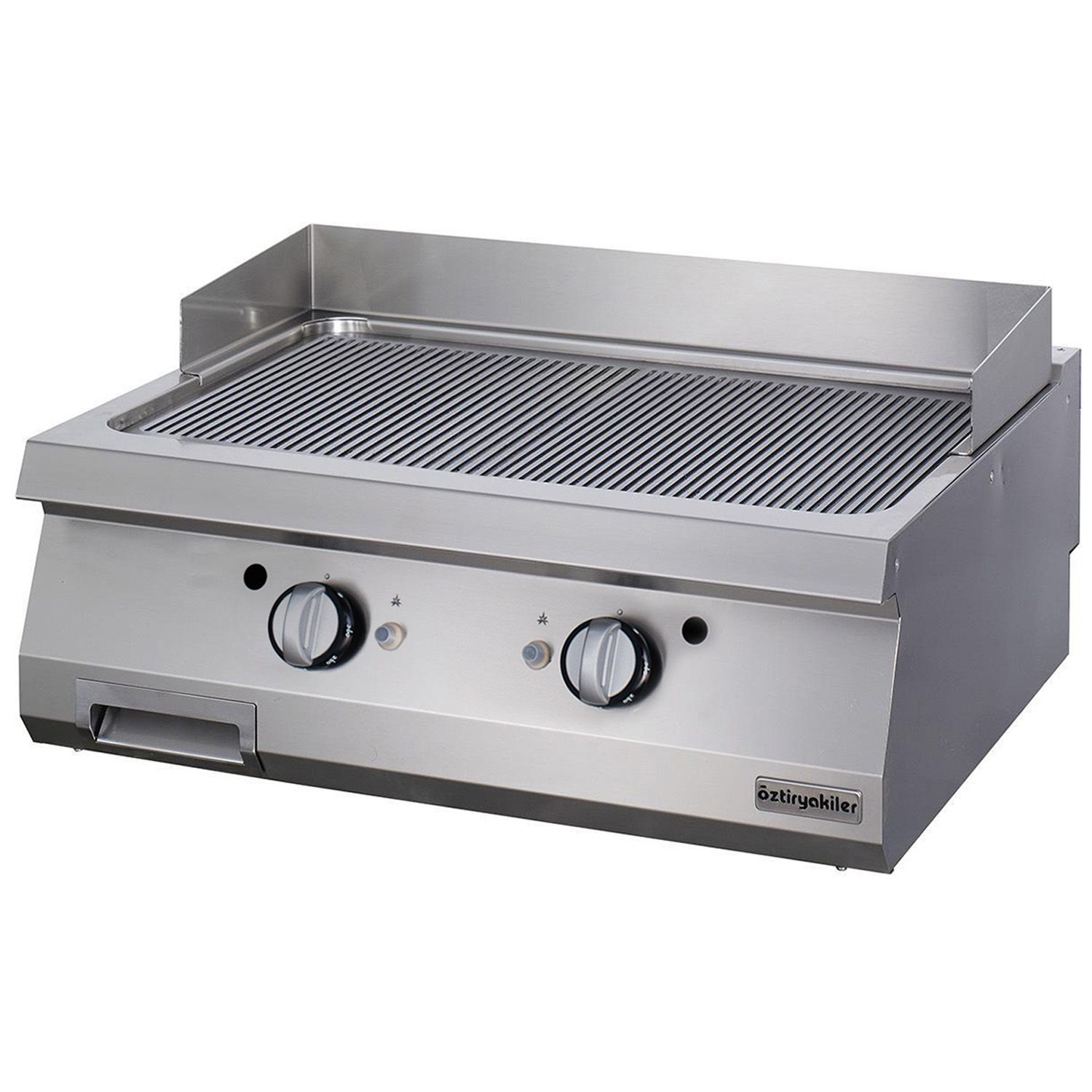Grill pe gaz profesional OZTI, inox, cu suprafata striata cromata, 80*90*28 cm - 0