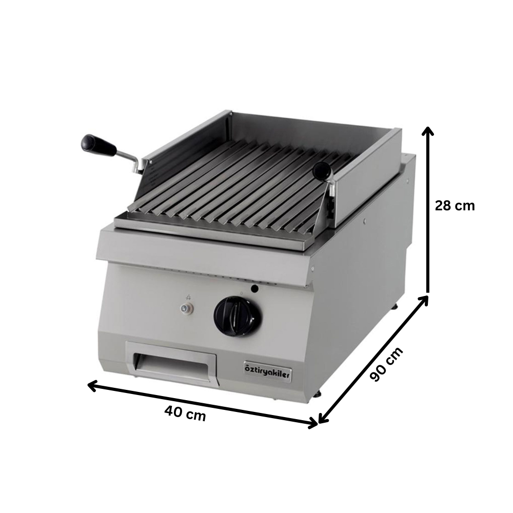 Grill pe gaz profesional OZTI, inox, cu roca vulcanica, 40*90*28 cm - 1