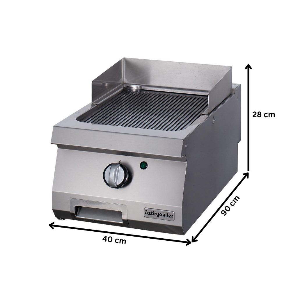 Grill pe gaz profesional OZTI, inox, cu suprafata neteda, 40*90*28 cm - 1