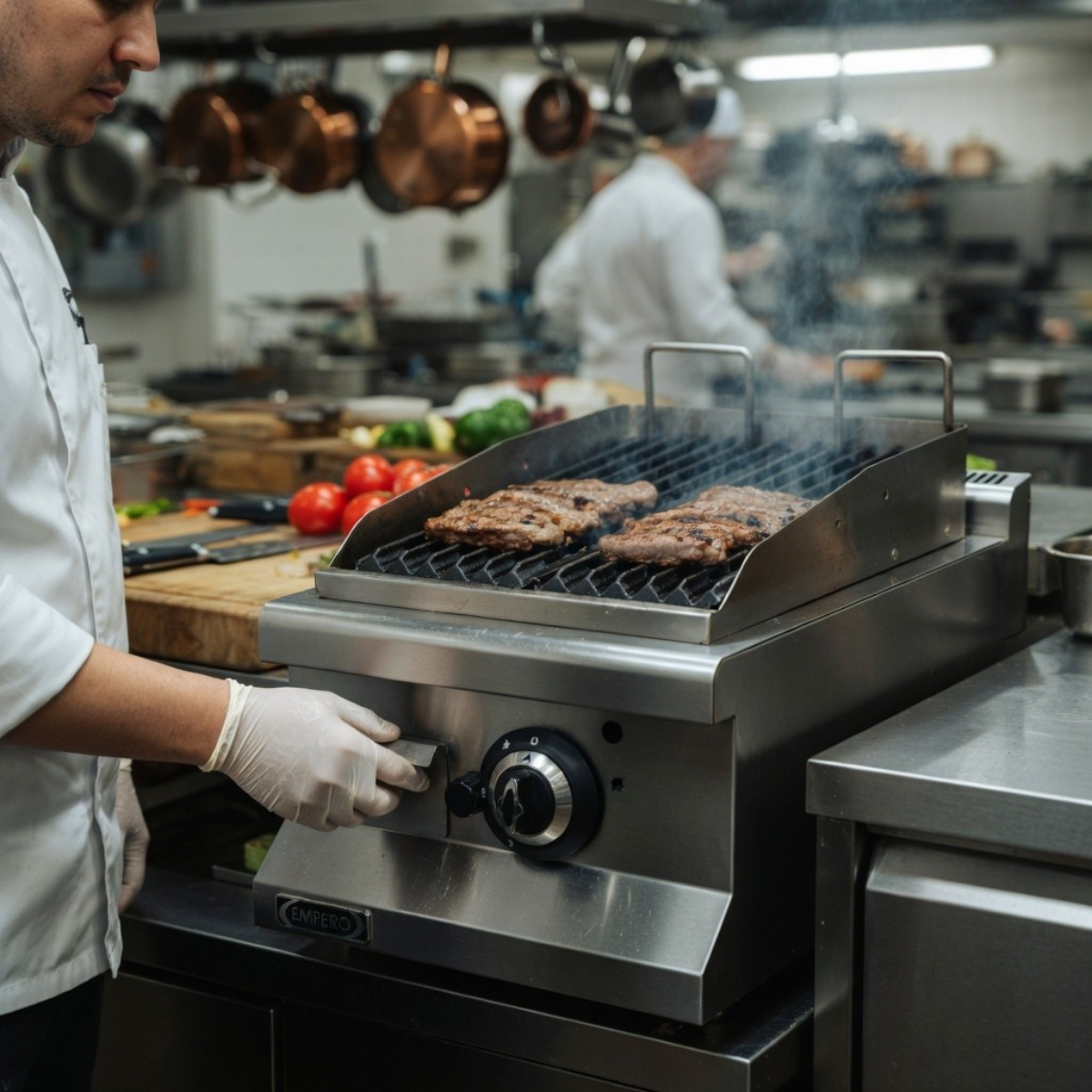 Grill pe gaz profesional, inox, cu steamer, 40*73*29 cm - 3