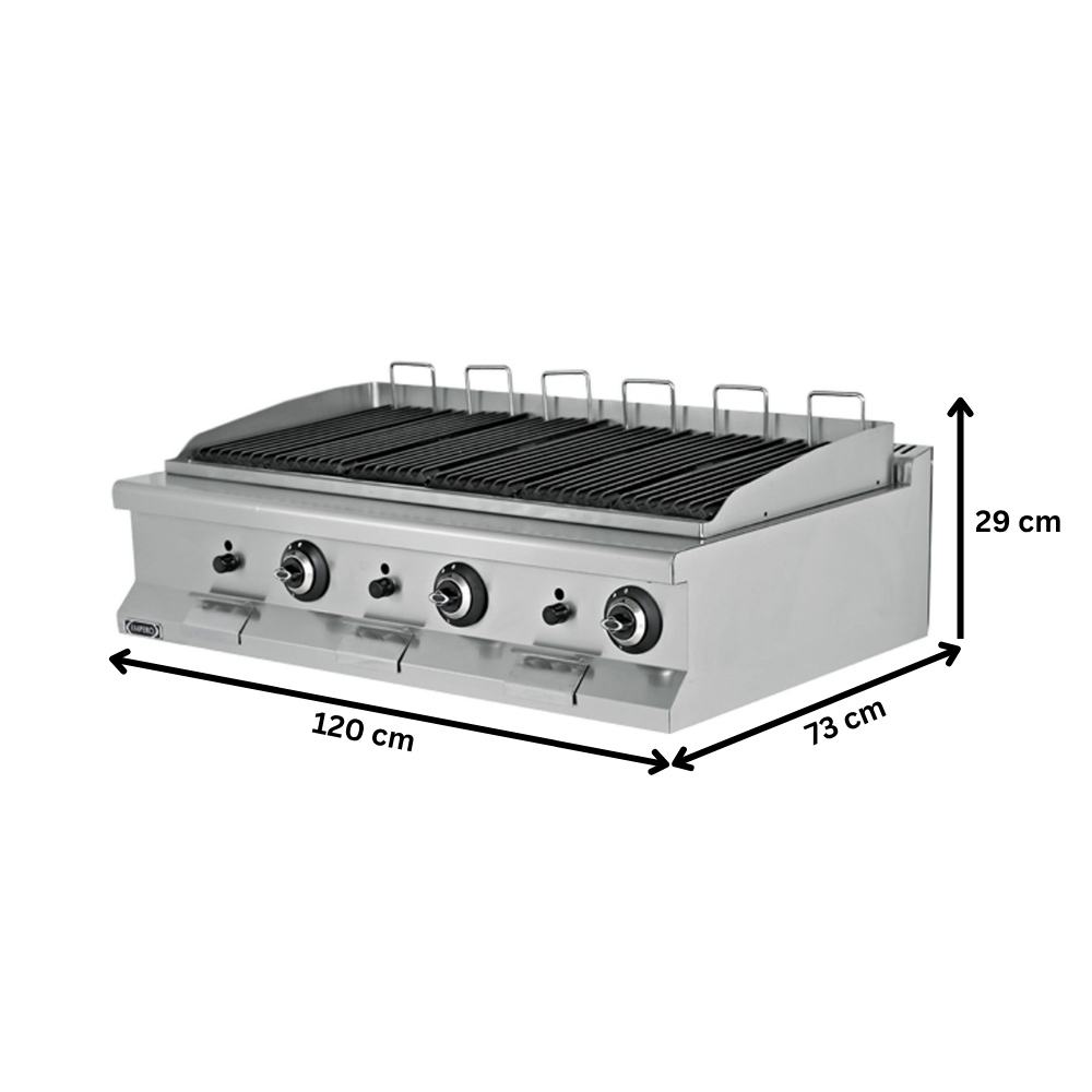 Grill pe gaz profesional, inox, cu steamer, 120*73*29 cm - 2