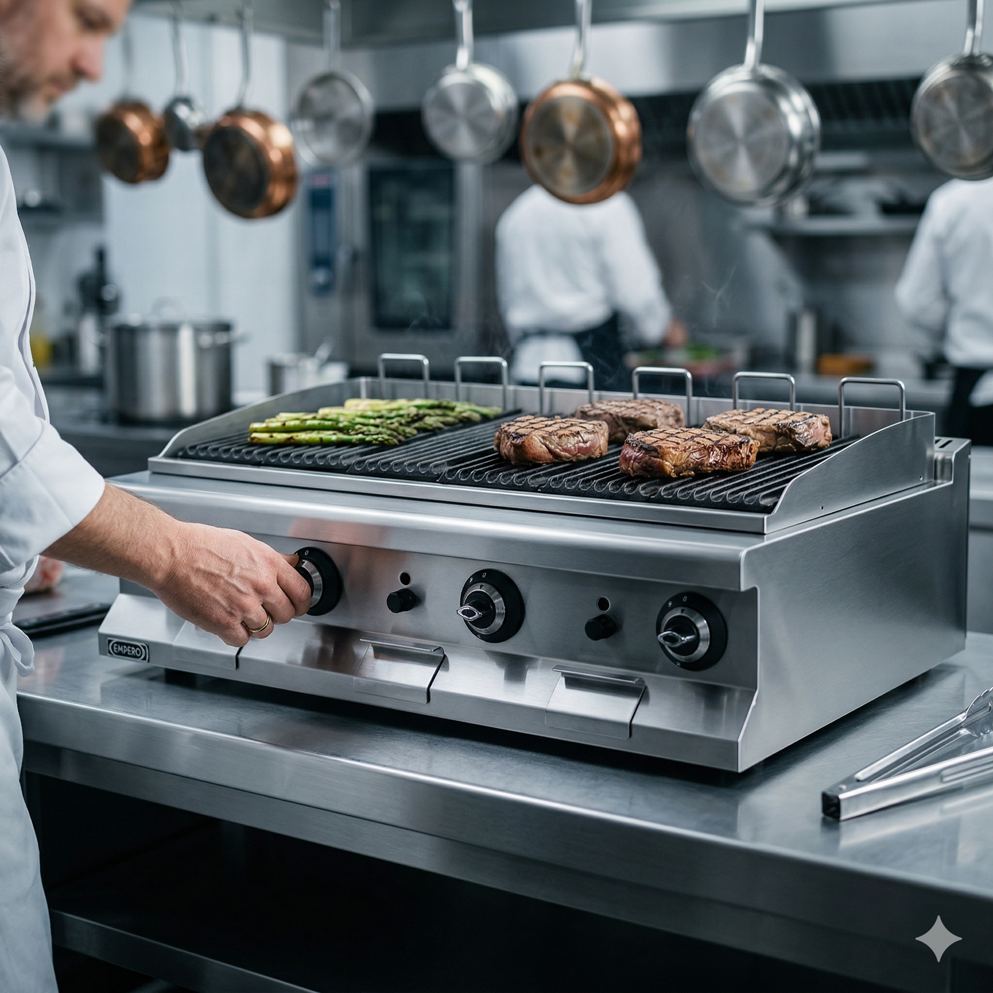 Grill pe gaz profesional, inox, cu steamer, 120*73*29 cm - 3