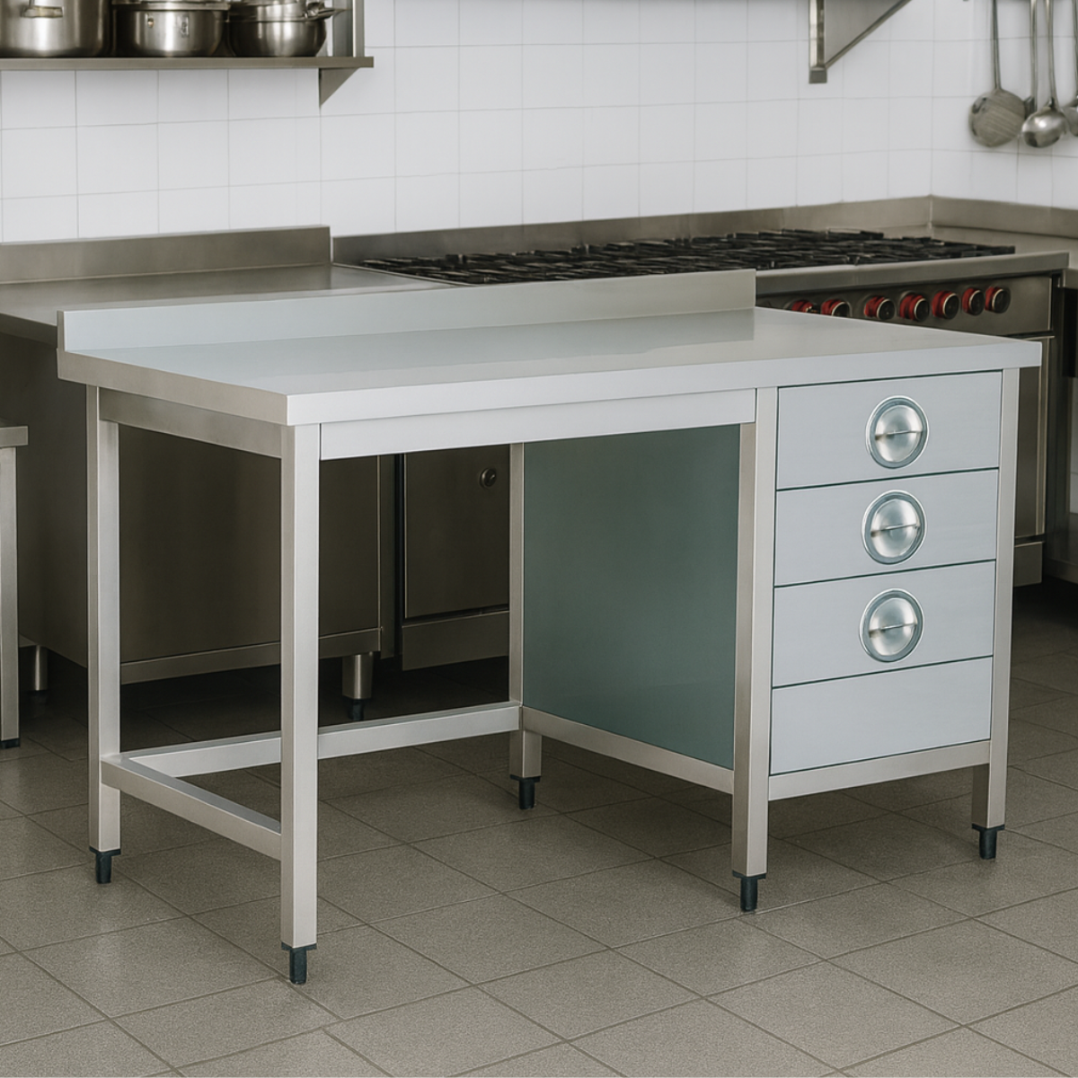 Masa de lucru inox cu 3 sertare 160*70*85 - 6
