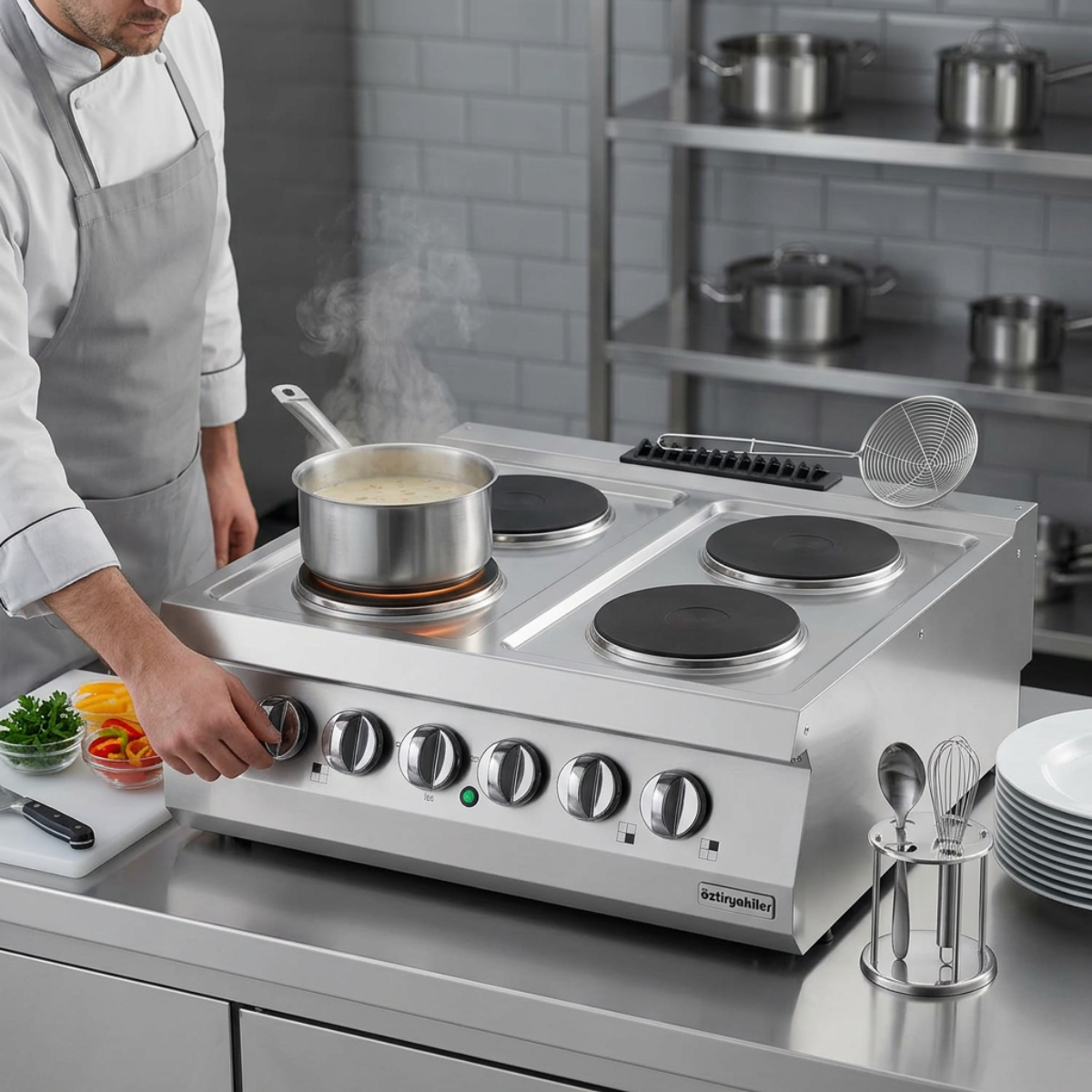 Masina de gatit electrica OZTI, inox, cu 4 plite, 80*70*28 cm - 4