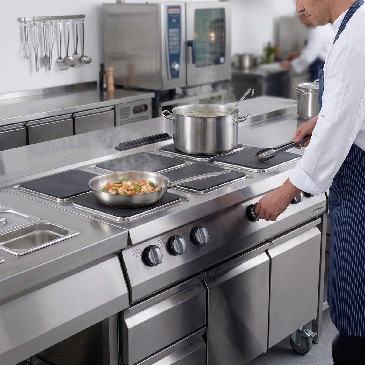 Masina de gatit electrica OZTI, inox, cu 6 plite, 120*90*28 cm - 4