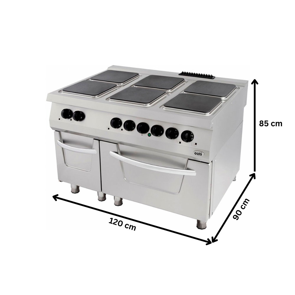 Masina de gatit electrica OZTI, inox, cu 6 plite si cuptor, 120*90*85 cm - 3