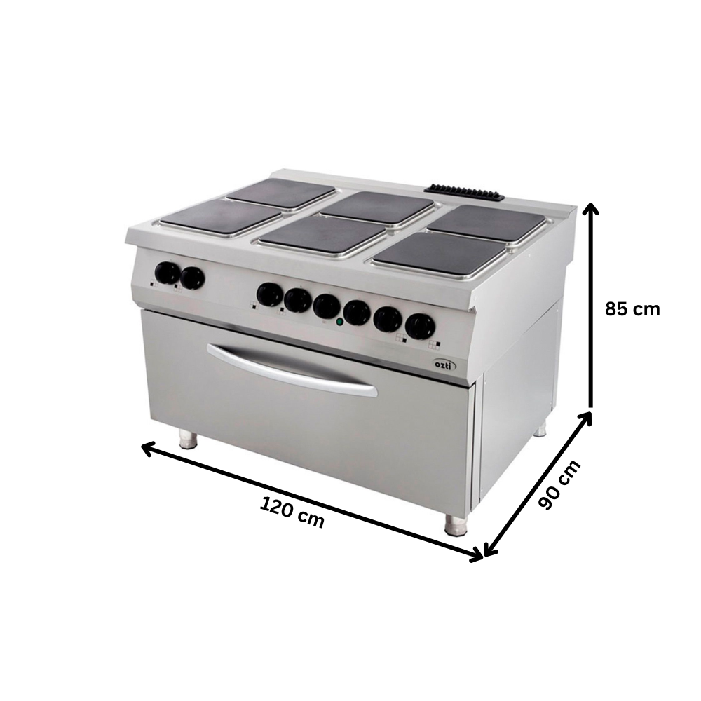 Masina de gatit electrica OZTI, inox, cu 6 plite si cuptor mare, 120*90*85 cm - 2