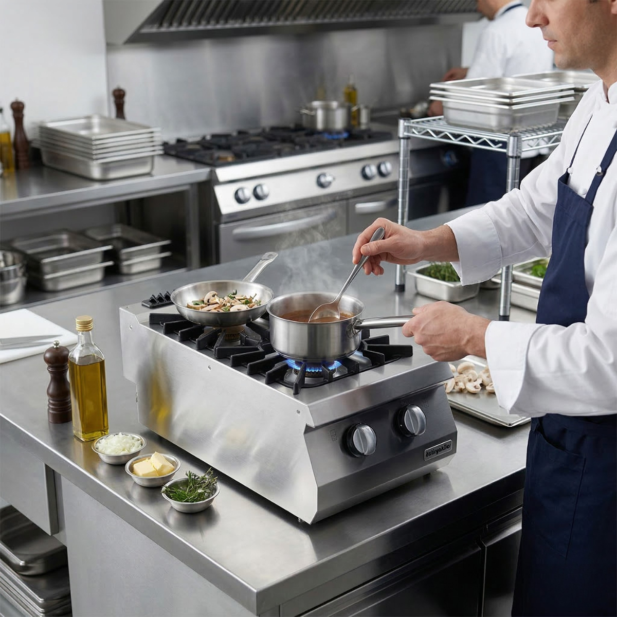 Masina de gatit pe gaz OZTI, inox, cu 2 arzatoare, 40*90*28 cm - 4