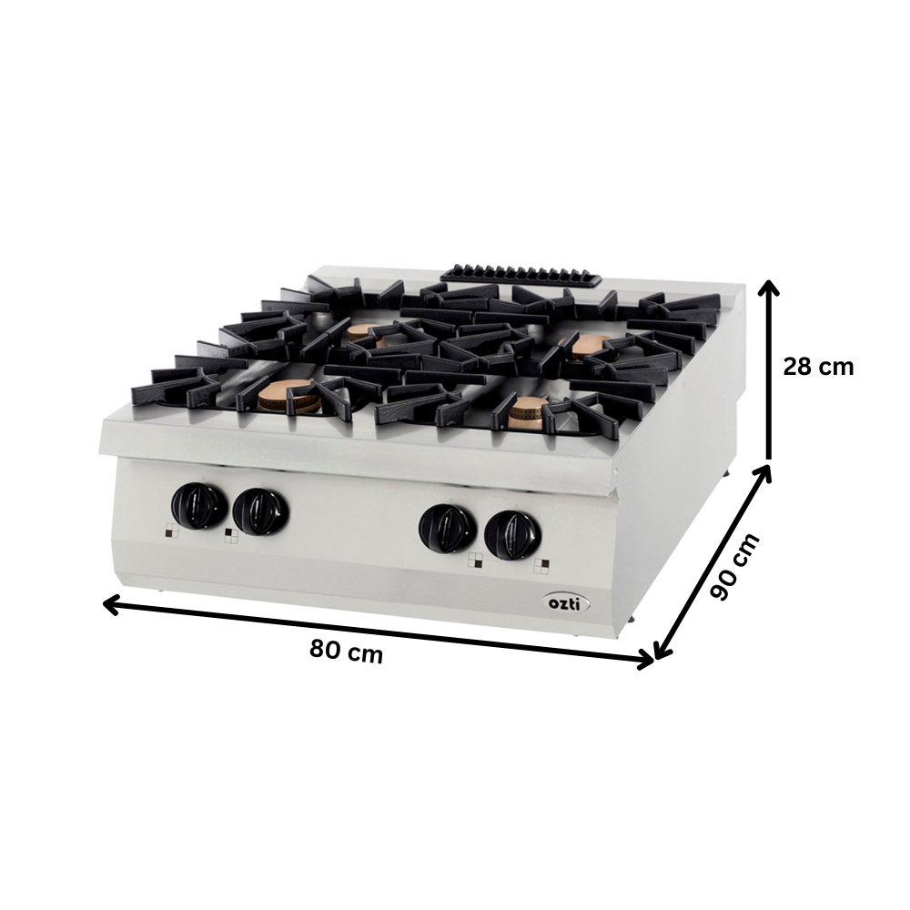Masina de gatit pe gaz OZTI, inox, cu 4 arzatoare, 80*90*28 cm - 3