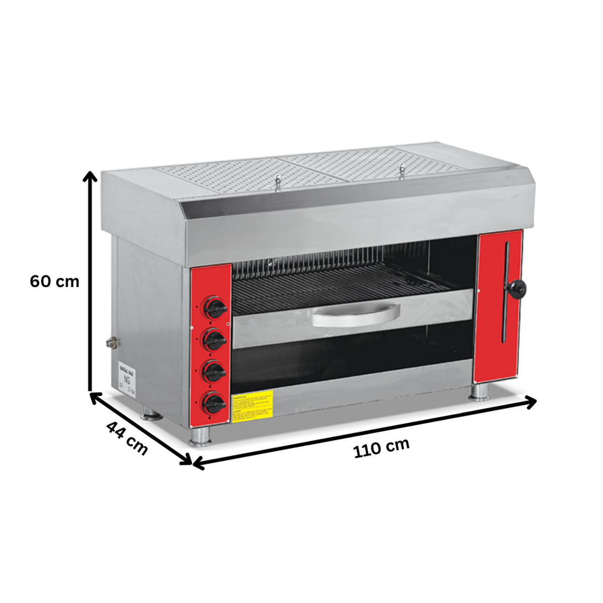 Salamandra grill, pe gaz, inox, 15 kW, 110*44*60 cm - 1
