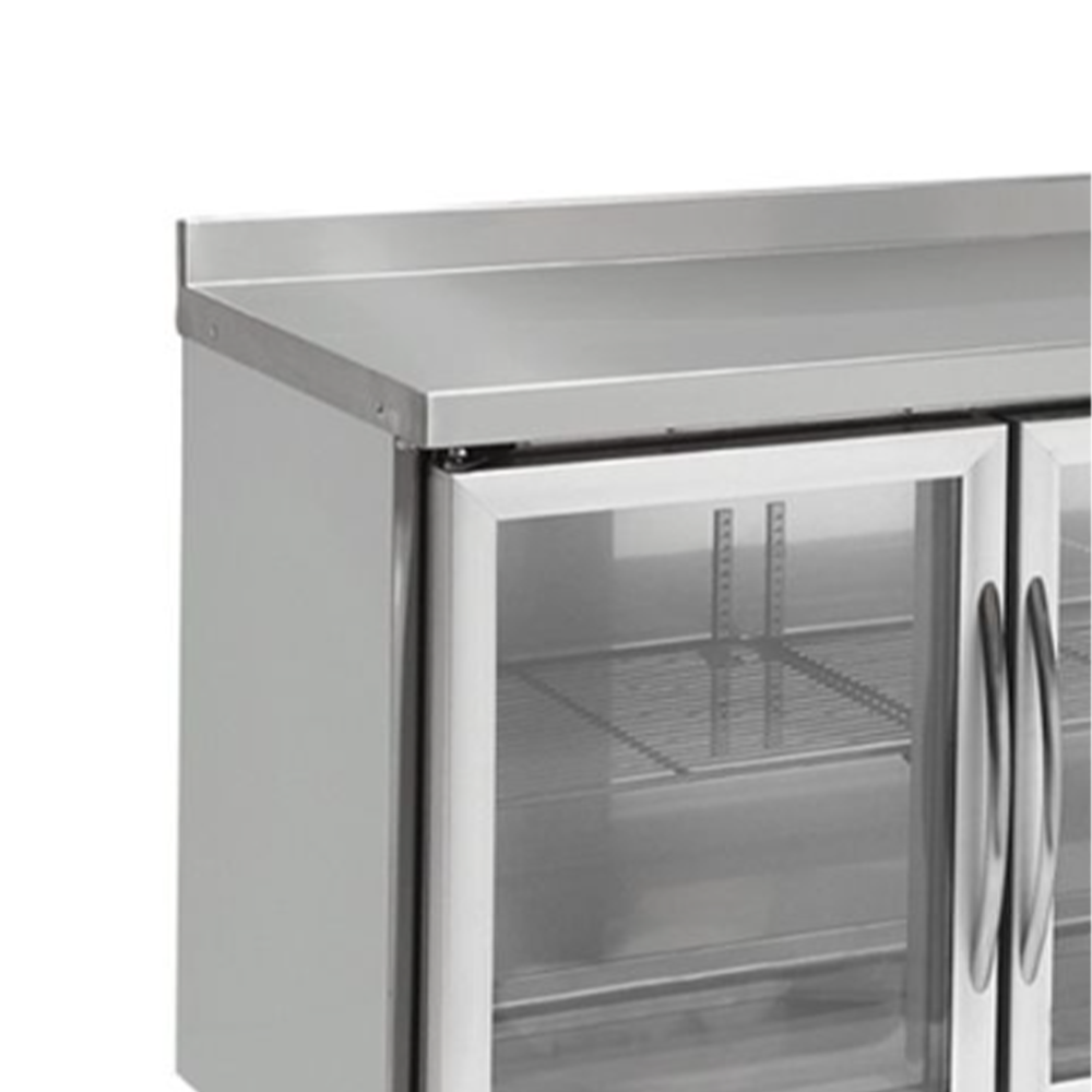 Masa rece, profesionala, inox, 4 usi cu sticla, 255*70*85 cm - 1