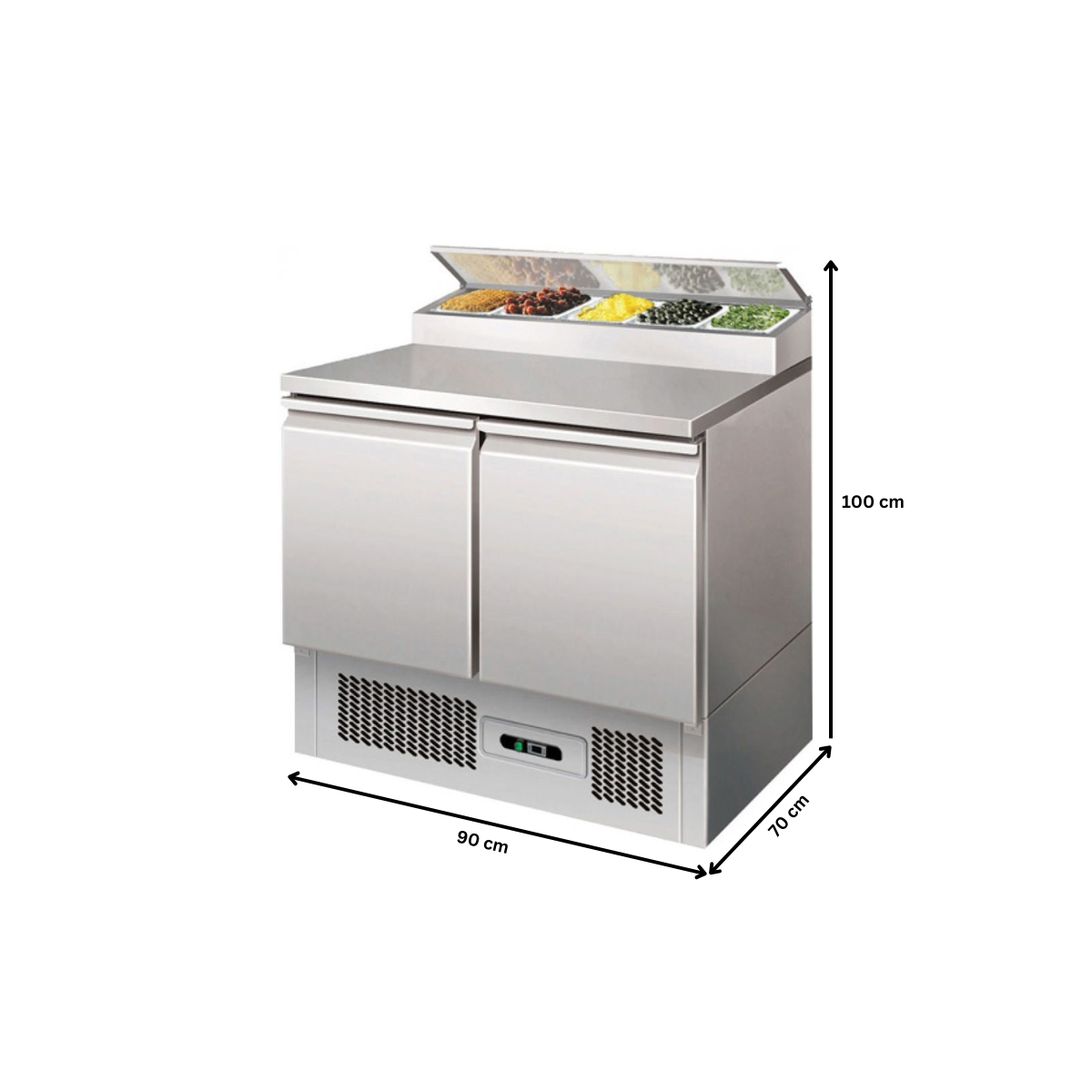 Masa preparare pizza, profesionala, inox, 5 cuve, 254 lt, 90*70*100 cm - 2