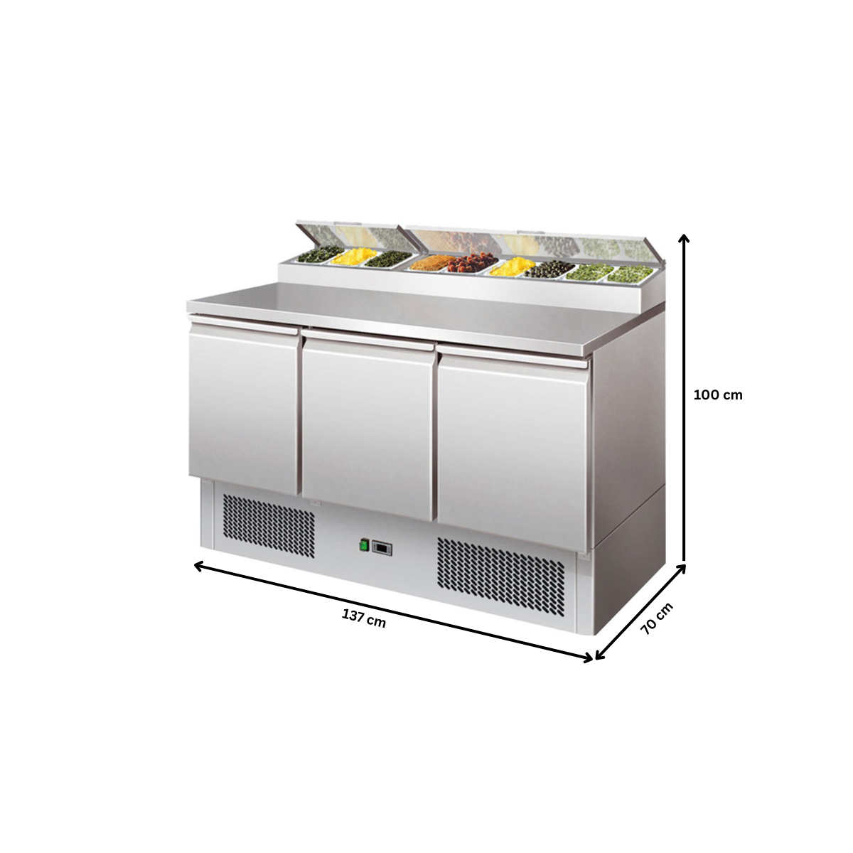 Masa preparare pizza, profesionala, inox, 8 cuve, 392 lt, 137*70*100 cm - 2