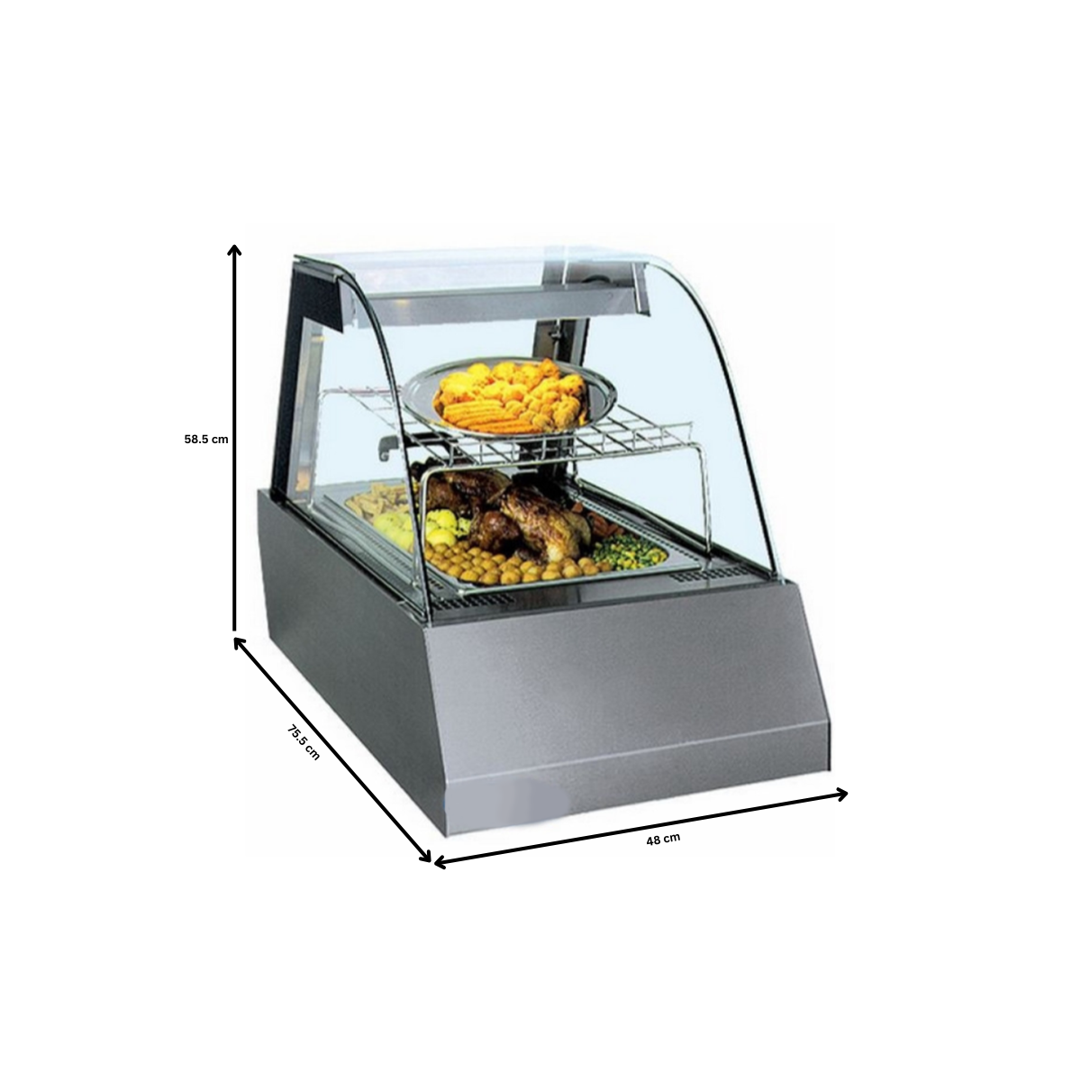 Vitrina calda, inox, 1 cuva GN, 48*75.5*58.5 cm - 1