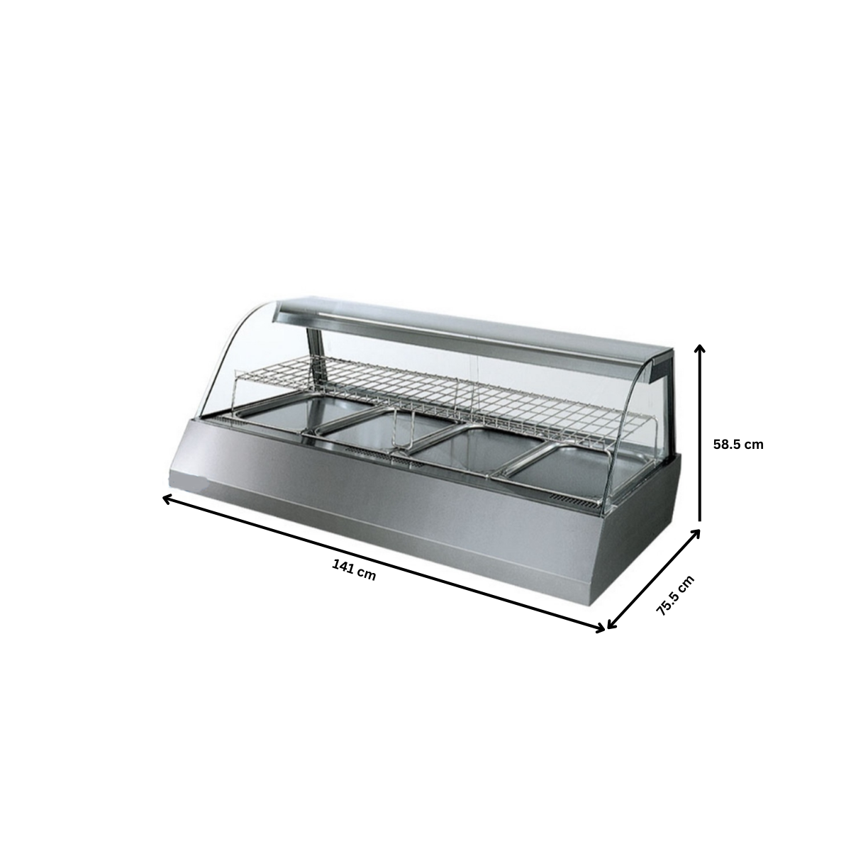 Vitrina calda, inox, 4 cuve GN, 141*75.5*58.5 cm - 1