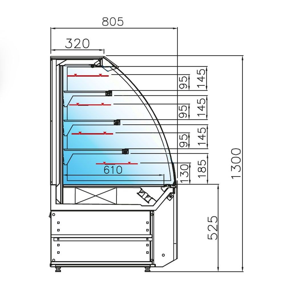 Vitrina frigorifica Jordao grab and go, pentru prajituri Vista, geam drept, ventilata, 0,85 m - 10