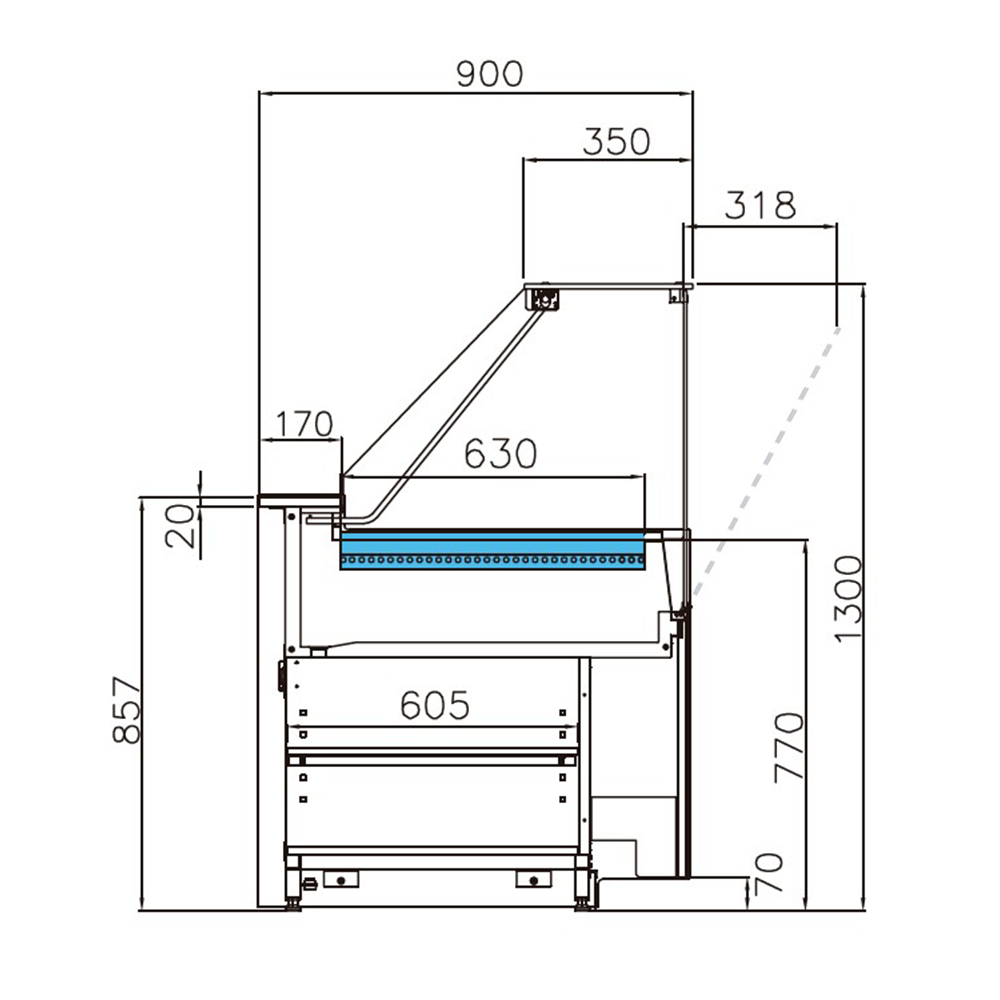 Vitrina frigorifica Jordao, pentru prajituri, cu blat rece, geam drept, racire statica, 1.70 m Simply - 2