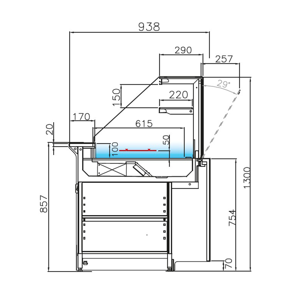 Vitrina frigorifica Jordao, pentru prajituri, geam drept, ventilata, 1.25 m Kubo - 2