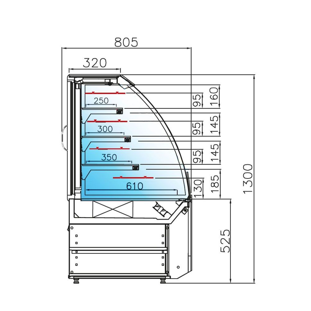 Vitrina frigorifica Jordao, pentru prajituri Vista, geam drept, ventilata, 0,85 m - 10