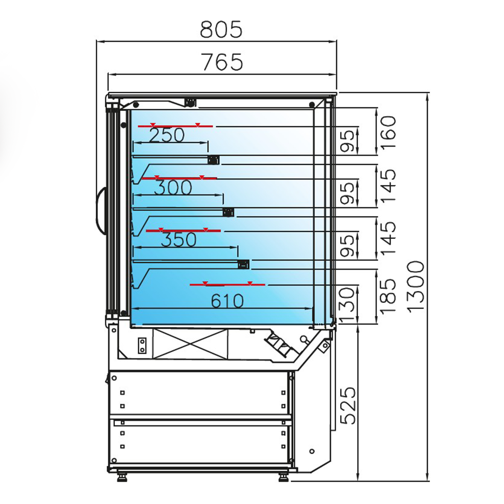 Vitrina frigorifica Jordao, pentru prajituri Vista, geam drept, ventilata, 0,85 m - 11