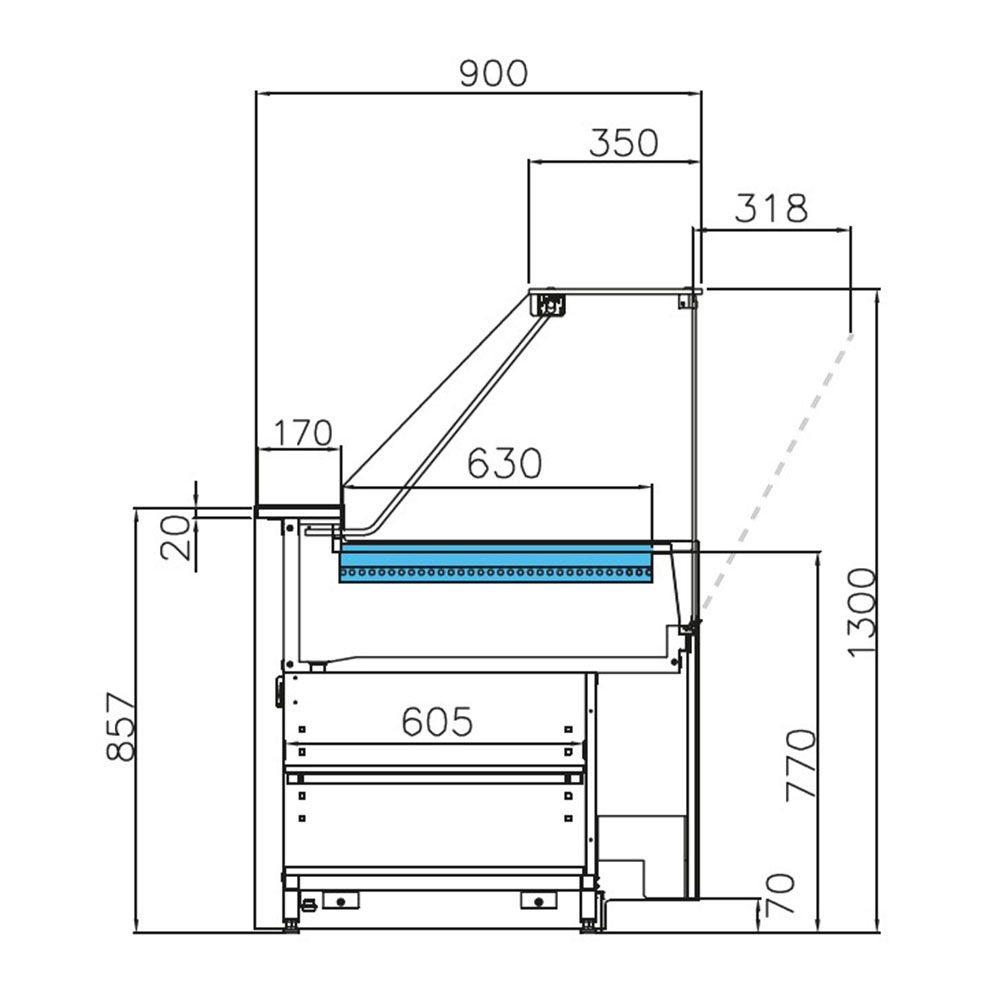 Vitrina frigorifica, pentru prajituri cu blat rece, geam drept, racire statica, 1.30 m JORDAO Twist - 2