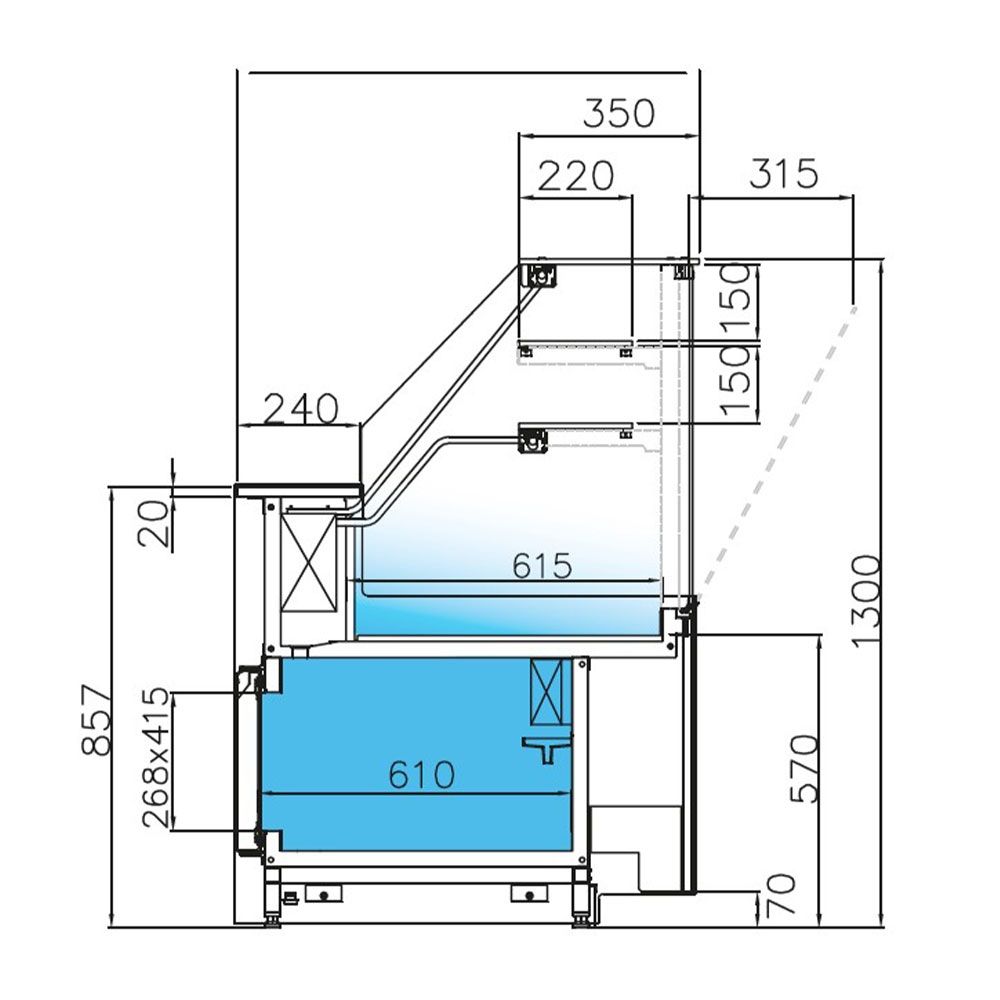 Vitrina frigorifica, pentru prajituri, cu depozit frigorific, geam drept, static, 1.70 m JORDAO Twist - 2