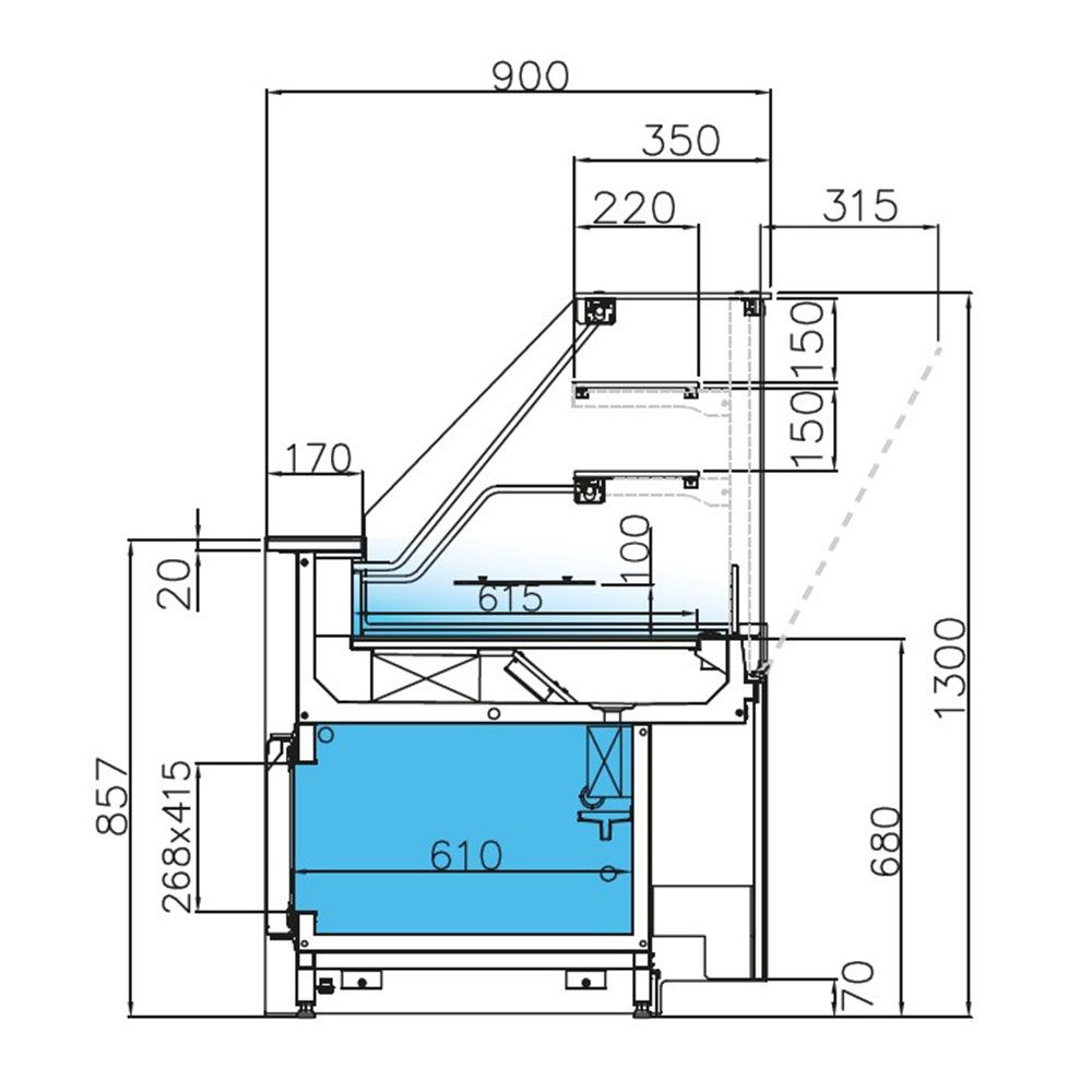 Vitrina frigorifica, pentru prajituri, cu depozit frigorific, geam drept, ventilata, 2 m JORDAO Twist - 2