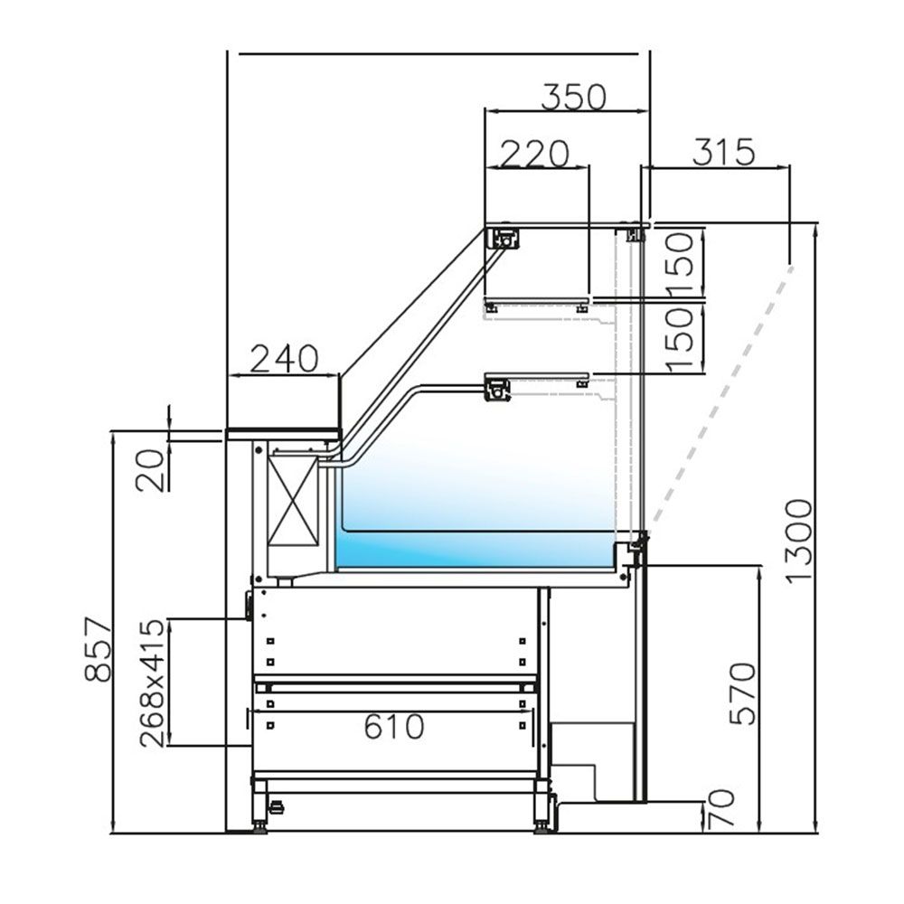 Vitrina frigorifica, pentru prajituri, geam drept, statica, 2 m JORDAO Twist - 2