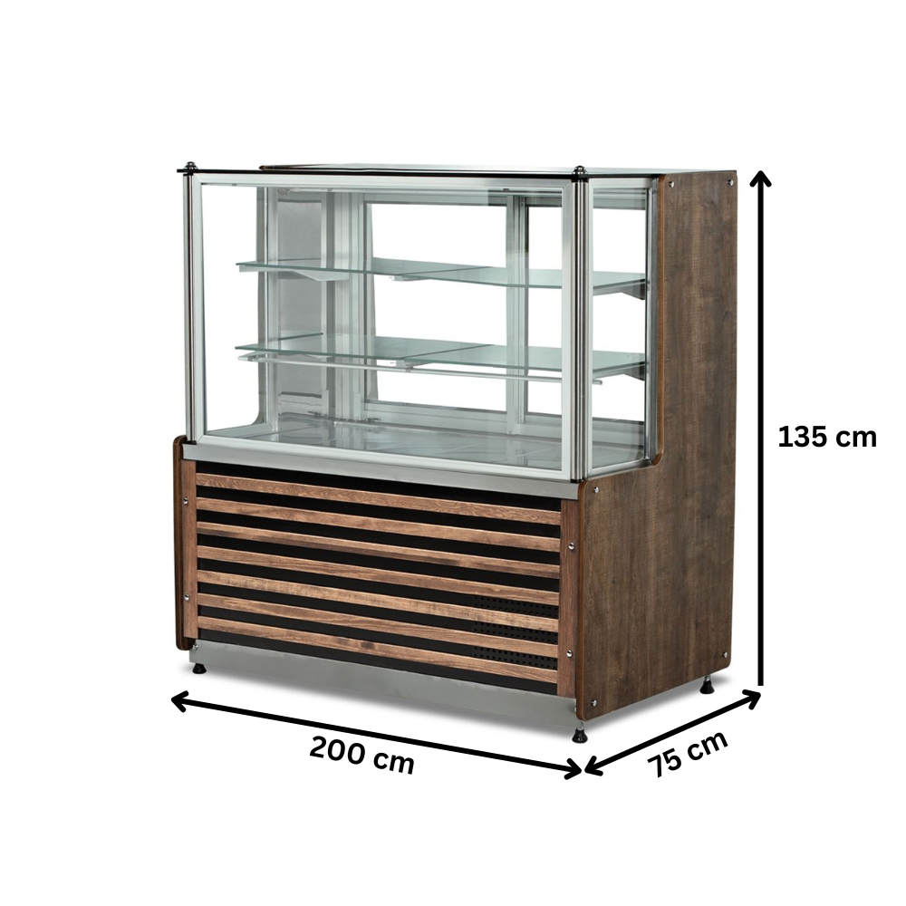 Vitrina frigorifica orizontala, pentru prajituri, geam drept, ventilata, 2 m - 2