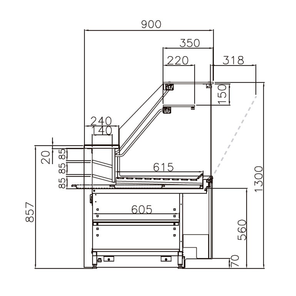 Vitrina Jordao pentru panificatie 1.70 m Simply - 2