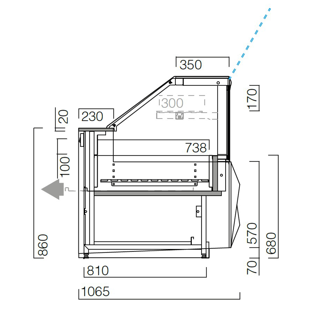 Vitrina neutra Jordao pentru panificatie 2.5 m Daisy - 2