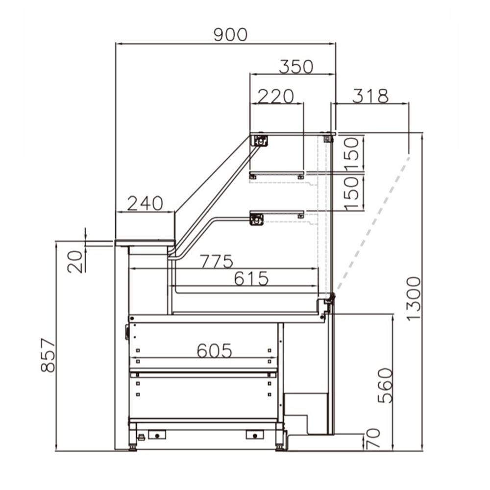 Vitrina neutra Jordao pentru patiserie - coltar exterior 90 grade Simply - 2
