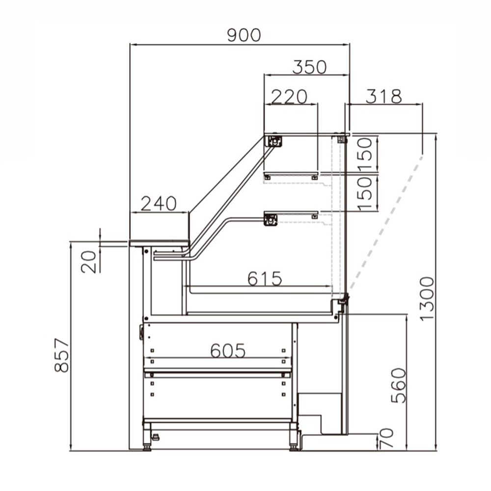 Vitrina neutra Jordao pentru patiserie 2.50 m Simply - 2