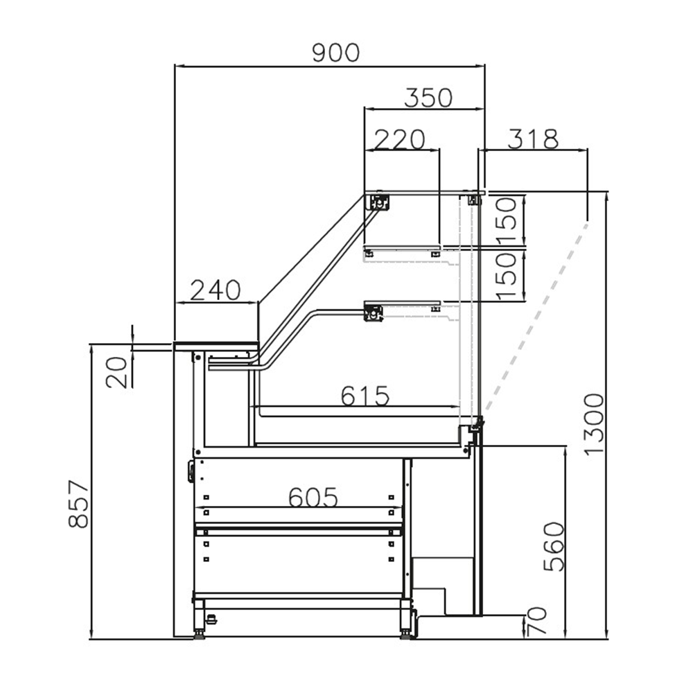 Vitrina neutra pentru patiserie - coltar interior 90 grade JORDAO Twist - 2
