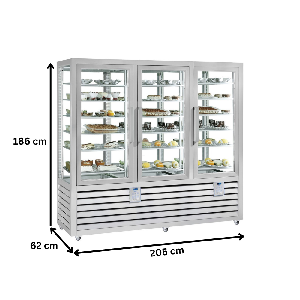 Vitrina congelare verticala, pentru cofetarie gelaterie, profesionala, 427+427+427 lt, 205*62*186 cm - 4
