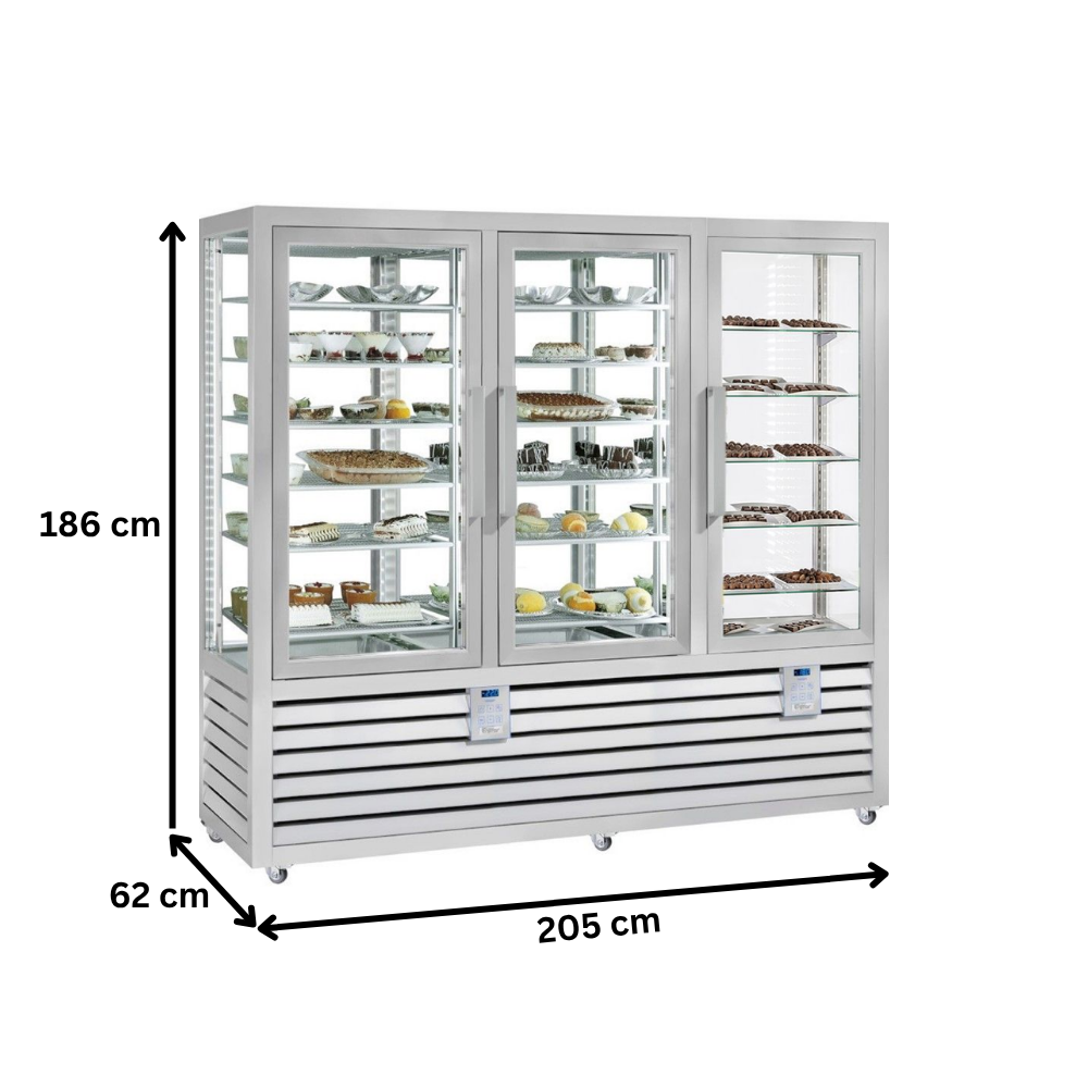 Vitrina congelare verticala, pentru cofetarie gelaterie, profesionala, 1388 lt, 205*62*186 cm - 4