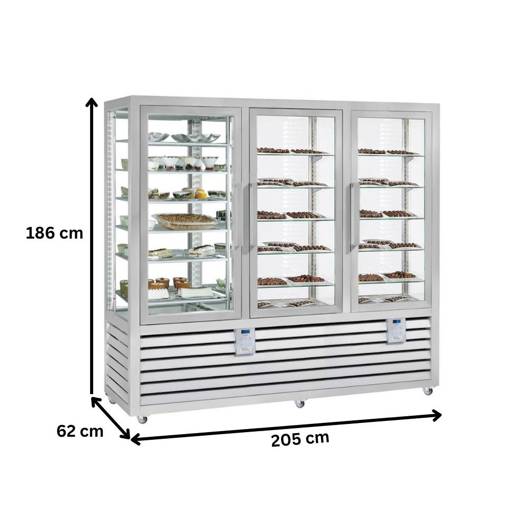 Vitrina congelare verticala, pentru cofetarie gelaterie, profesionala, 1388 lt, 205*62*186 cm - 2