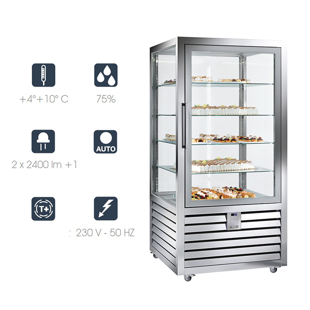 Vitrina frigorifica verticala, pentru cofetarie, profesionala, 427 lt, 72*62*186 cm - 1