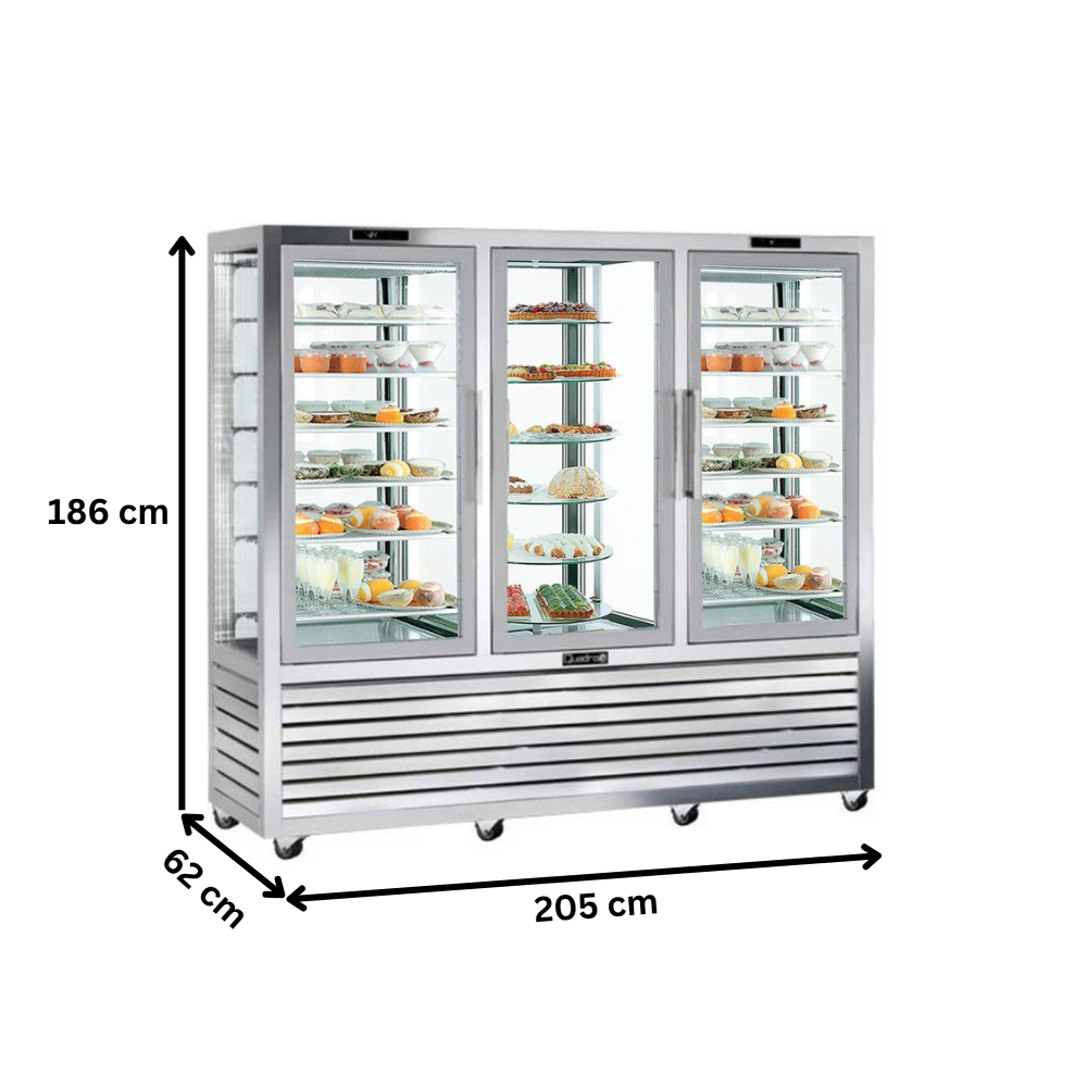 Vitrina frigorifica verticala tripla, pentru cofetarie, profesionala, 1388 lt, 205*62*186 cm - 6