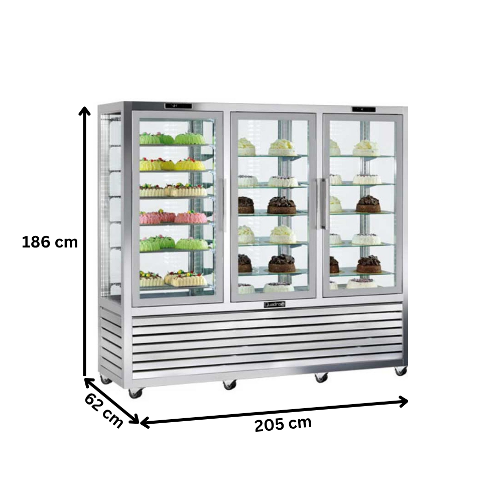 Vitrina frigorifica verticala tripla, pentru cofetarie, profesionala, 1388 lt, 205*62*186 cm - 5