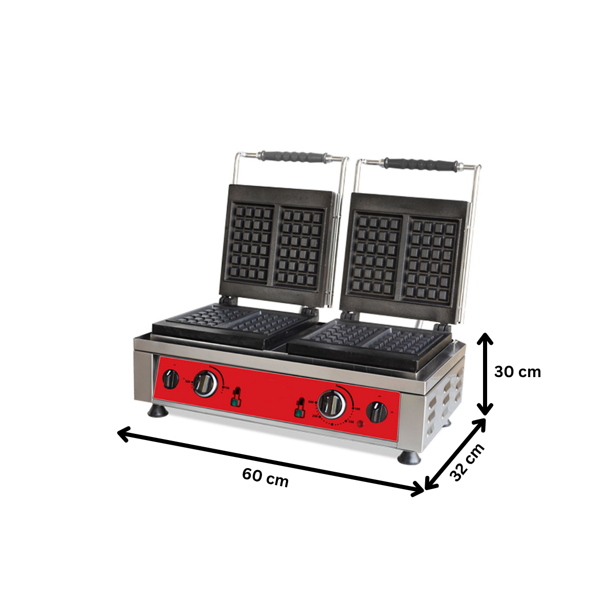 Aparat Vafe, Waffles suprafata patrata, 2*2200 Watt, dublu, manual, 220 V - 1